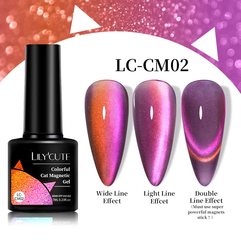 LILYCUTE 9D Cat Eye Magnetic Gel Polish 7ml - Iridescent UV/LED Soak-Off Nail Art