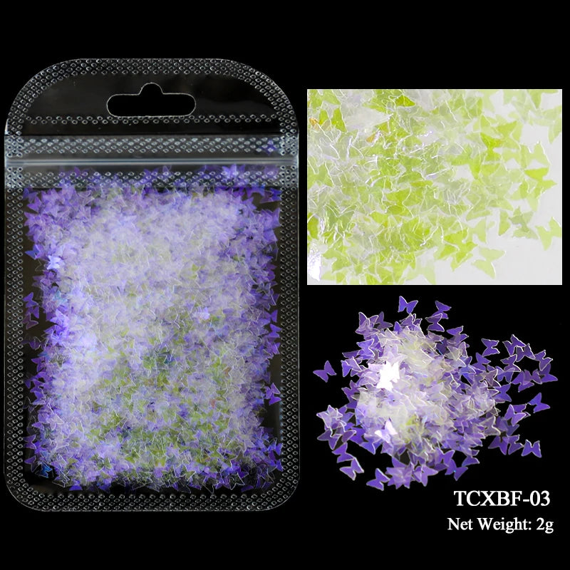 2g Holographic Nail Art Glitter Sequins - Laser Star Butterfly AB Paillette DIY Decorations