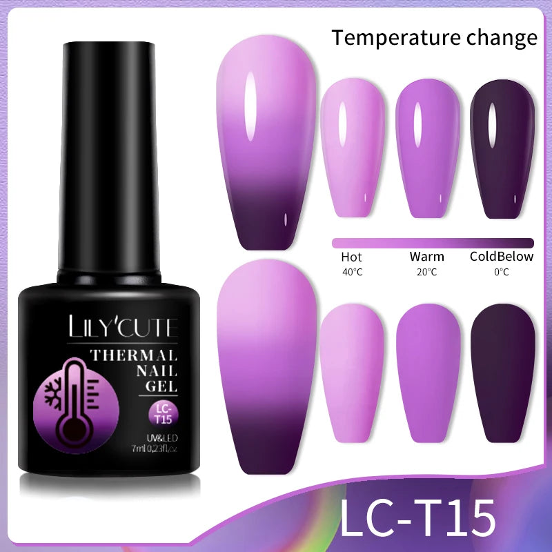 LILYCUTE 7ml Thermal Temperature-Changing Gel Nail Polish - Semi-Permanent UV Gel Art