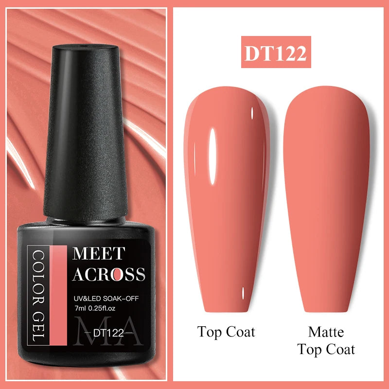 MEET ACROSS 7ml Wine Red Gel Polish - Long-Lasting French Style Nail Art Varnish
