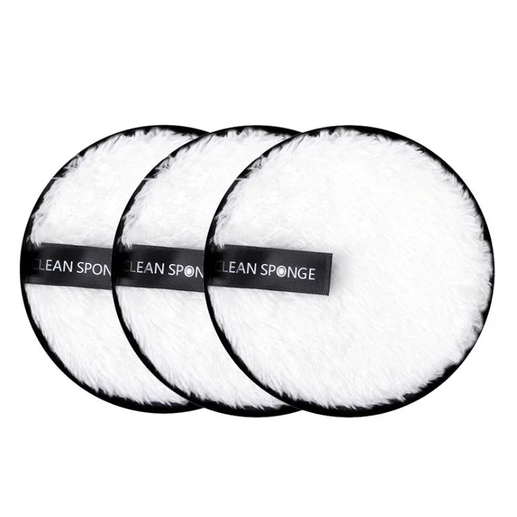 3-Piece Reusable Microfiber Makeup Remover Pads - Washable Cotton Cleansing Sponges