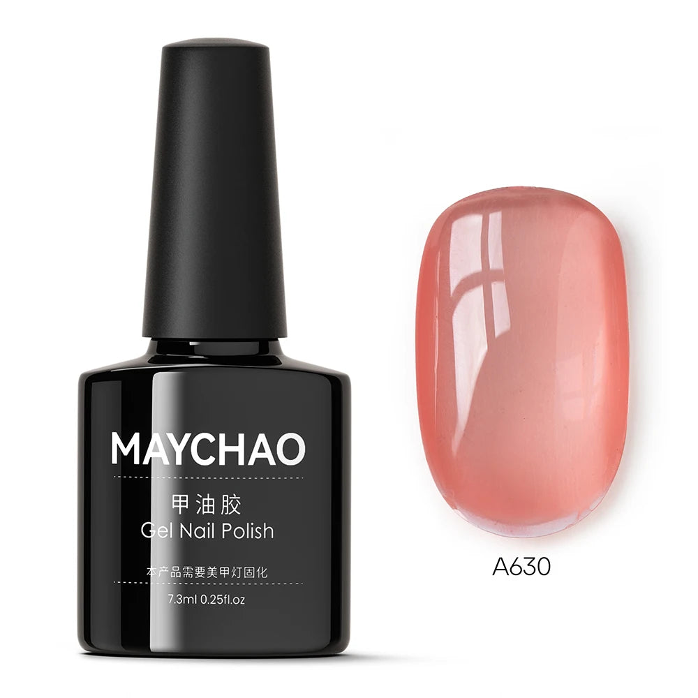 MAYCHAO 7.3ml Transparent Jelly Nude Gel Nail Polish - CPNP Certified UV/LED Soak-Off