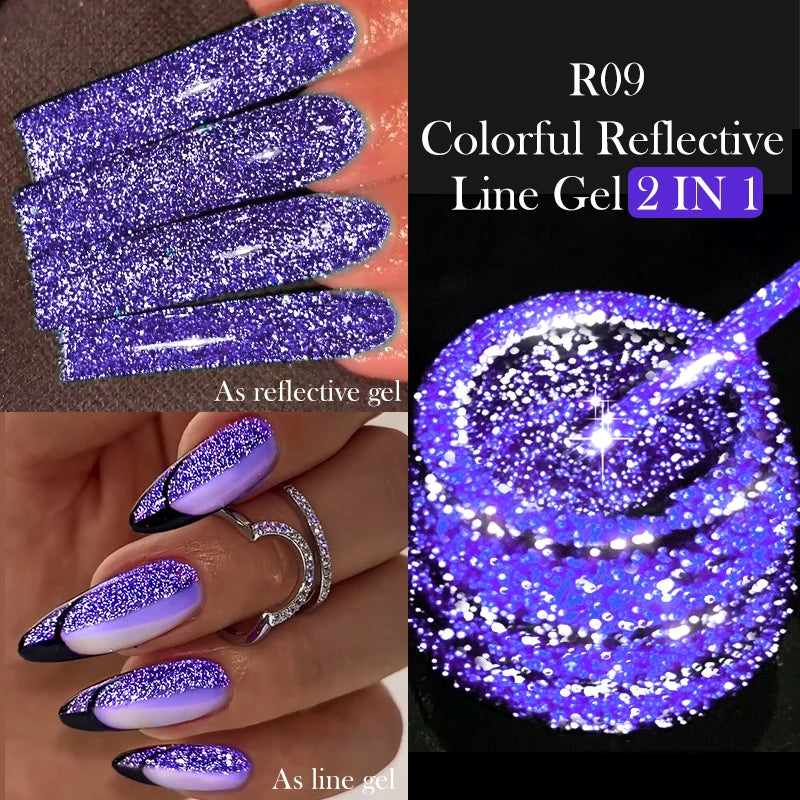 LILYCUTE 5ml Reflective Glitter Liner Gel - Champagne Sparkling Lines for French Nail Art