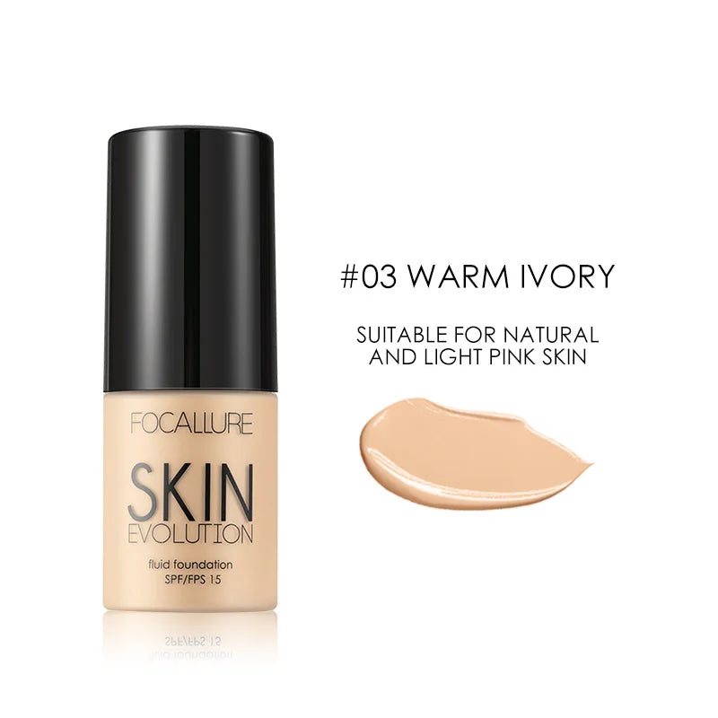 FOCALLURE Full Coverage Liquid Foundation Cream - Oil-Control Moisturizing Base