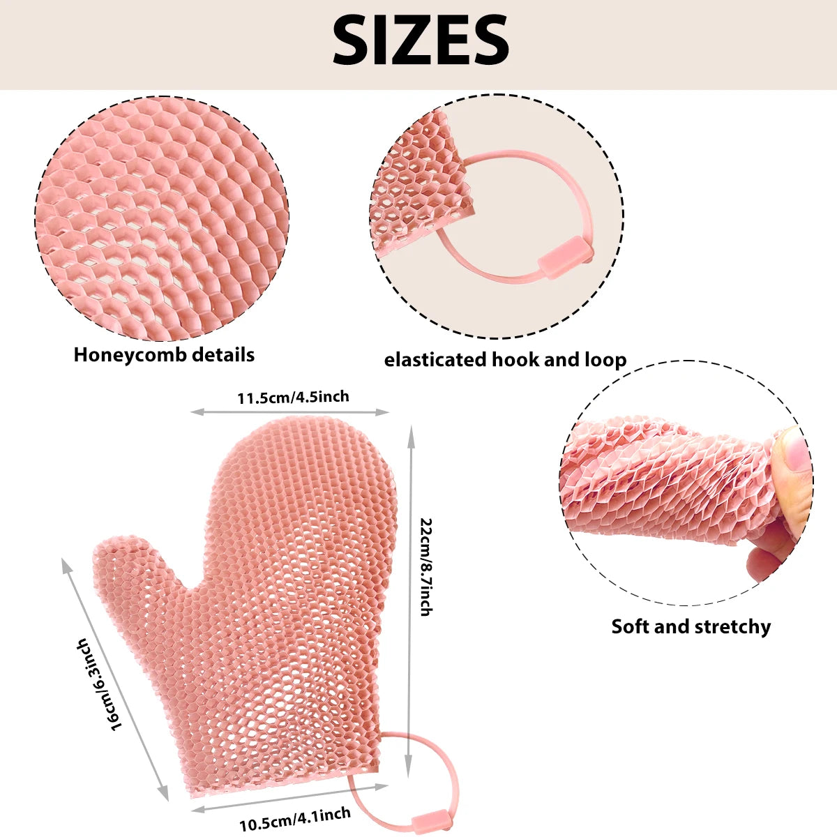 Honeycomb TPU Exfoliating Shower Glove - Antibacterial, High Elasticity Body Scrub