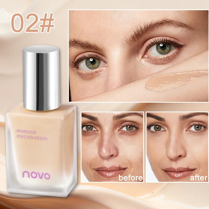 NOVO Hyaluronic Acid & Vitamin E Liquid Foundation - Glow, Matte & Dark Spot Reduction