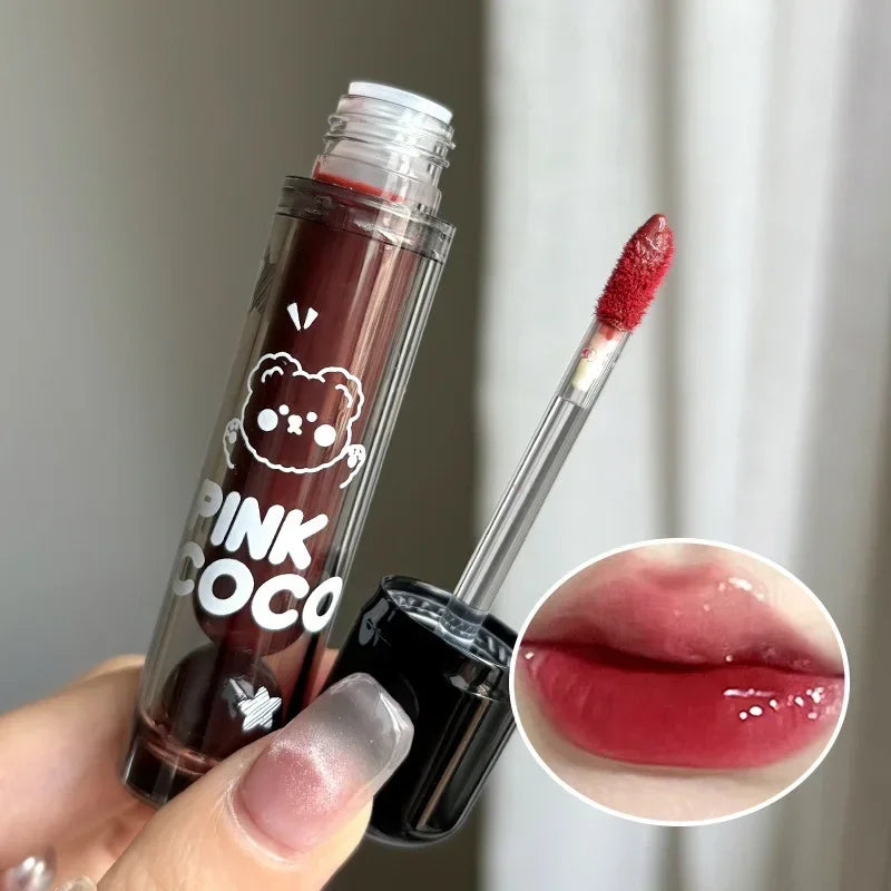 Mirror Glass Lip Tint - Punk Dark Red Juice Glaze, Water-Light Clear Liquid Liptint