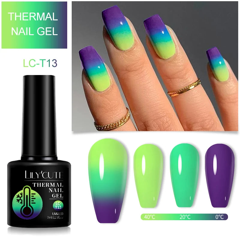 LILYCUTE 7ml Thermal Temperature-Changing Gel Nail Polish - Semi-Permanent UV Gel Art