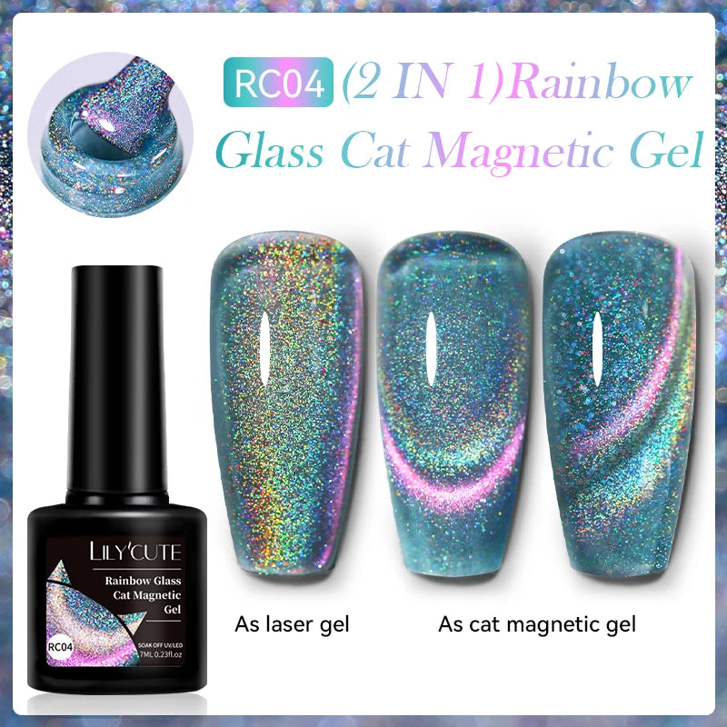 LILYCUTE 9D Cat Eye Magnetic Gel Polish 7ml - Iridescent UV/LED Soak-Off Nail Art