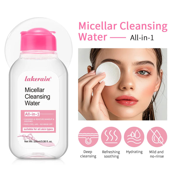 Micellar Water Hydrating Facial Cleanser 100ml - Deep Makeup Remover & Refreshing Cleanse