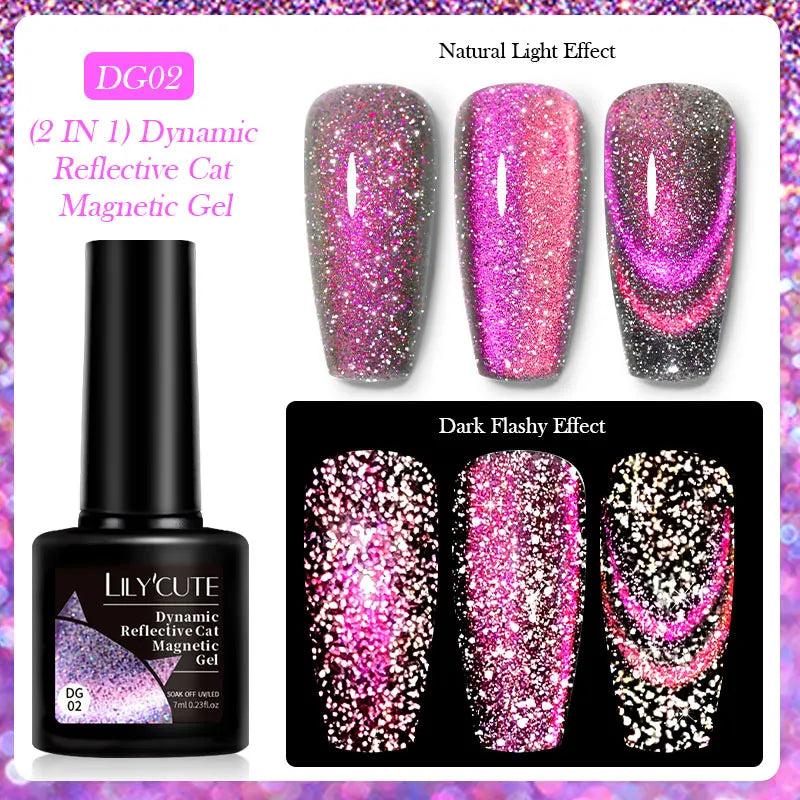 LILYCUTE 9D Cat Eye Magnetic Gel Polish 7ml - Iridescent UV/LED Soak-Off Nail Art