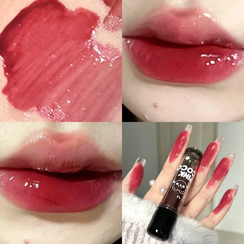 Mirror Glass Lip Tint - Punk Dark Red Juice Glaze, Water-Light Clear Liquid Liptint