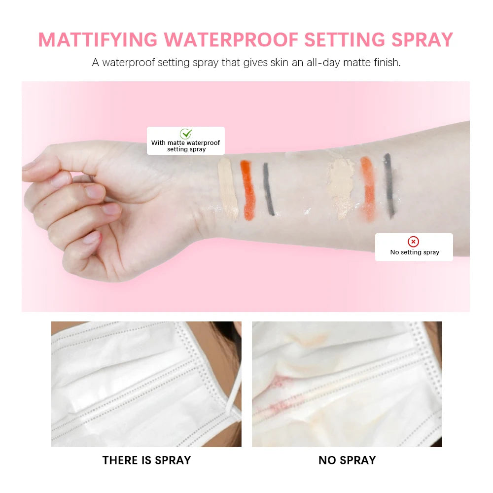 Mattifying Waterproof Makeup Setting Spray - Oil Control Matte Fixer for All Skin Types