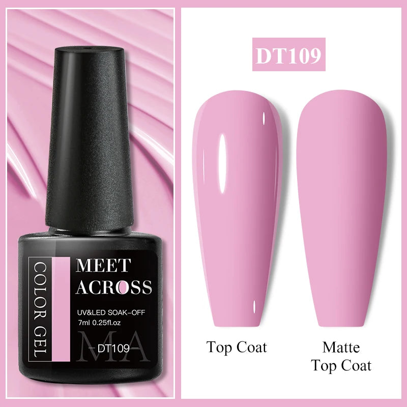 MEET ACROSS 7ml Wine Red Gel Polish - Long-Lasting French Style Nail Art Varnish