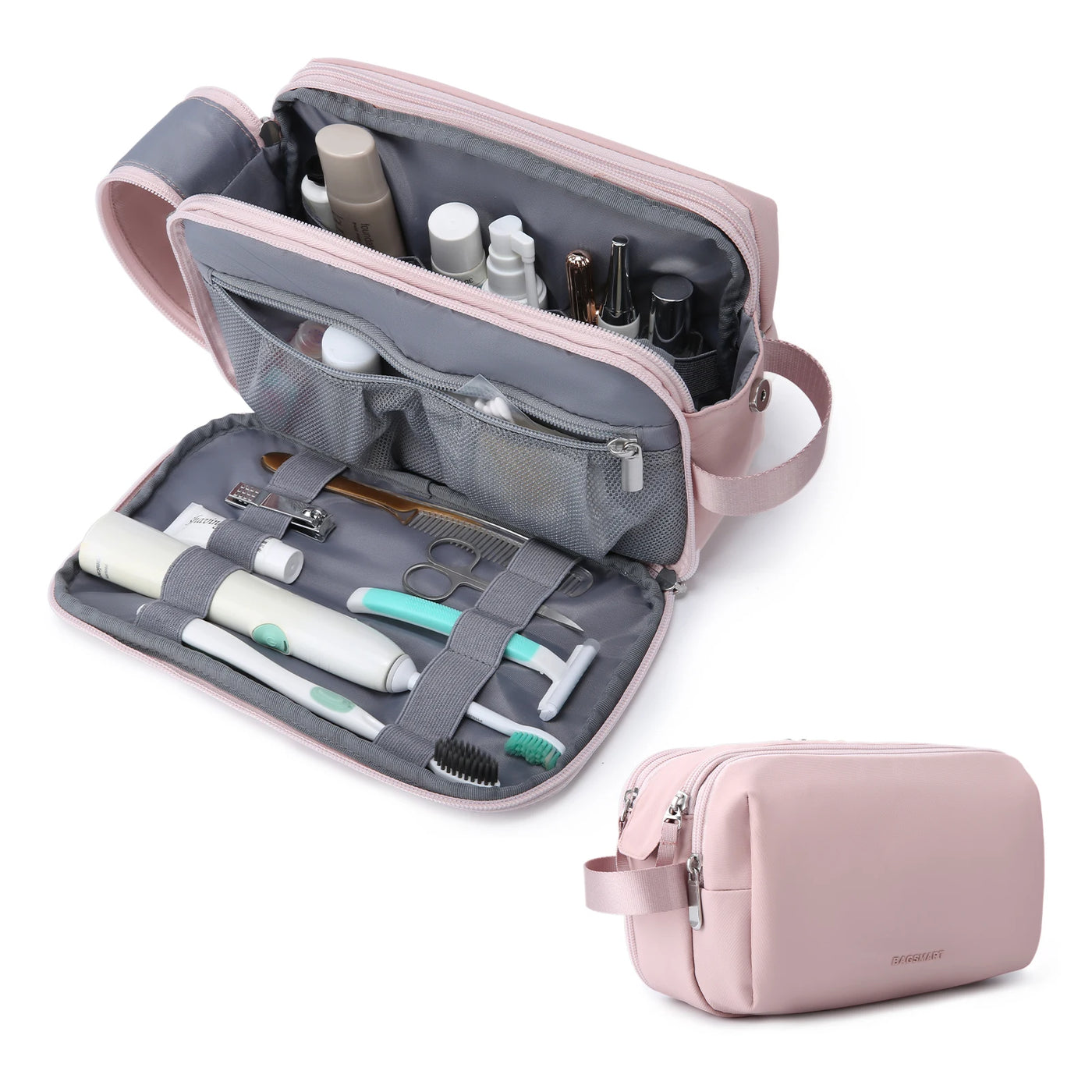 BAGSMART Waterproof Travel Dopp Kit - Lightweight Toiletries & Cosmetic Bag for Men & Women
