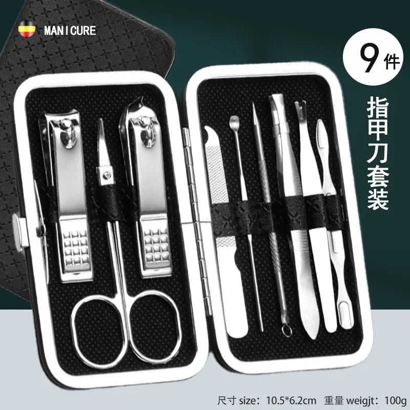 19-Piece Professional Nail Clipper Set - Dead Skin Pliers, Diagonal & Eyebrow Clipper with Leather Case