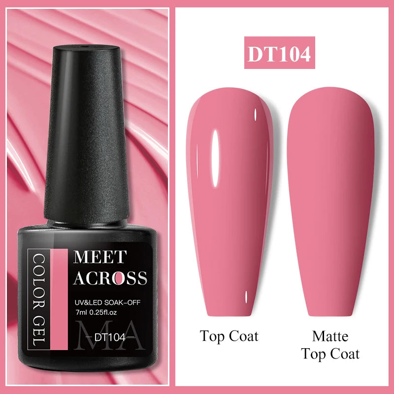MEET ACROSS 7ml Wine Red Gel Polish - Long-Lasting French Style Nail Art Varnish