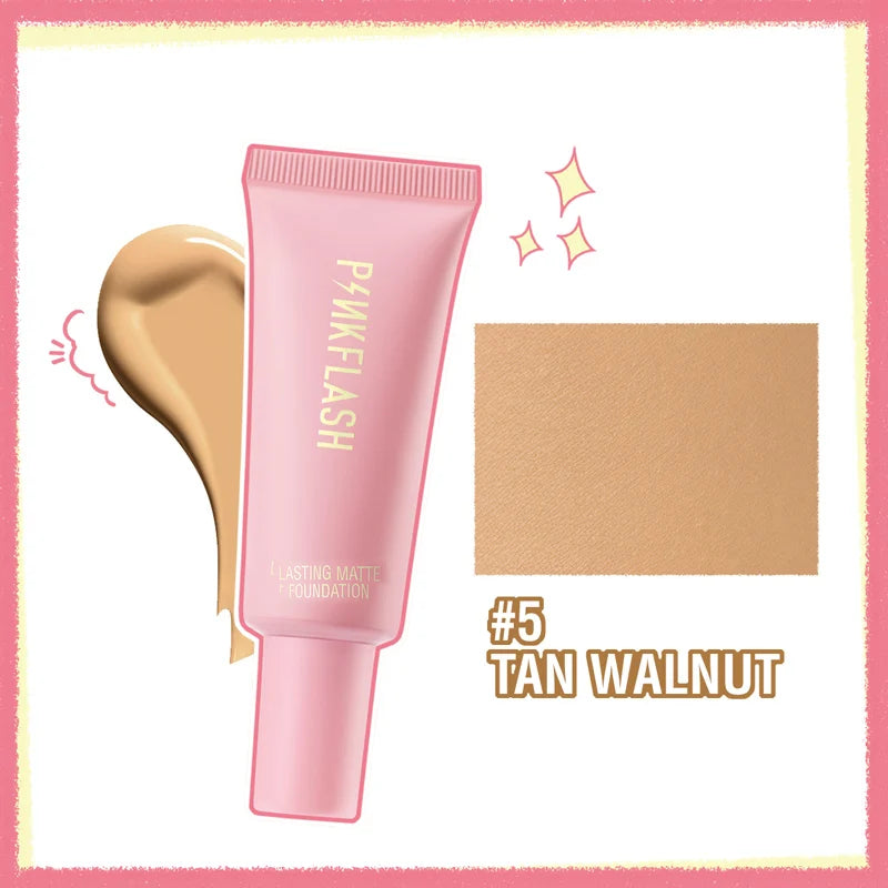 PINKFLASH Full Coverage Matte Foundation - Smooth Oil-Control Natural Look