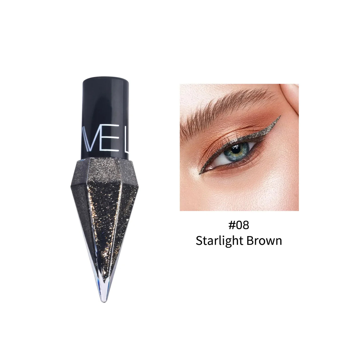 Pudaier Pearlescent Diamond Liquid Eyeshadow Eyeliner - Rose Gold, White & Glitter