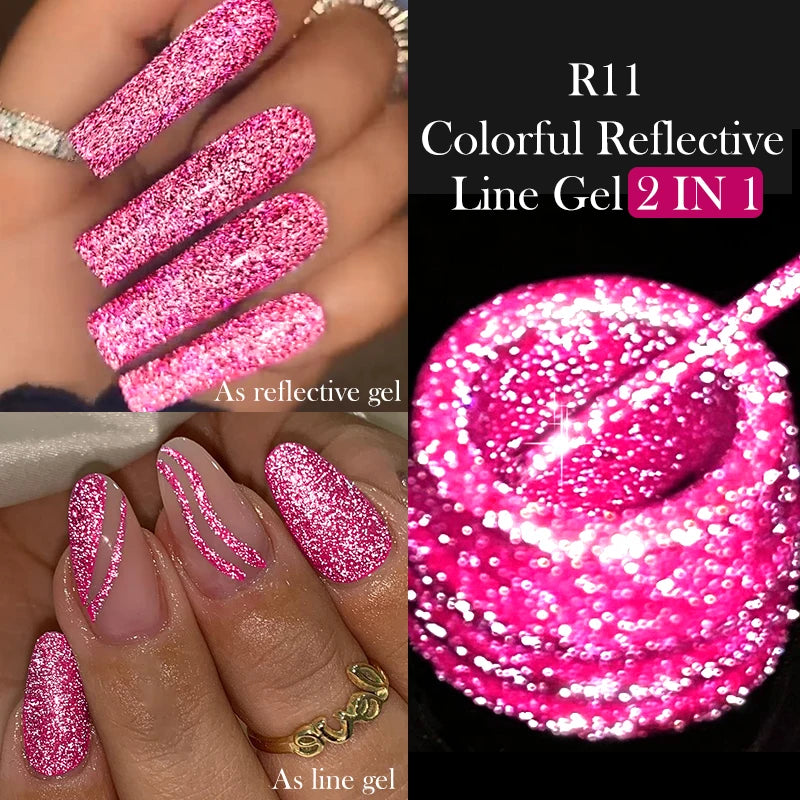 LILYCUTE 5ml Reflective Glitter Liner Gel - Champagne Sparkling Lines for French Nail Art