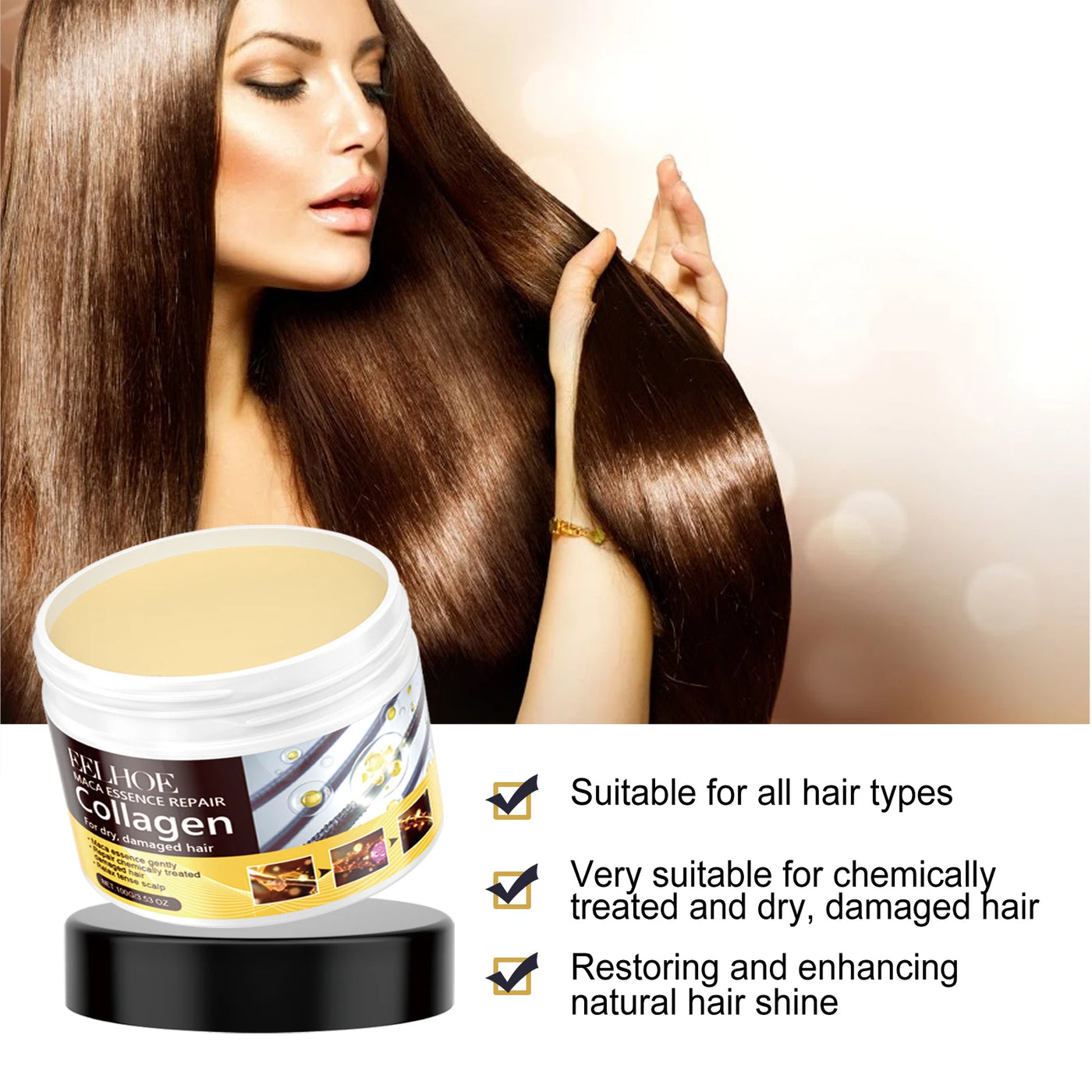 EELHOE Collagen Hair Mask - Frizz Reduction, Anti-Splitting & Softening Treatment