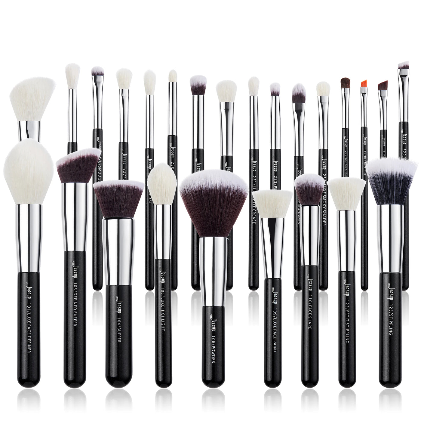 Jessup T175 25-Piece Pro Makeup Brush Set - Goat & Synthetic Hair, Foundation to Eyeshadow