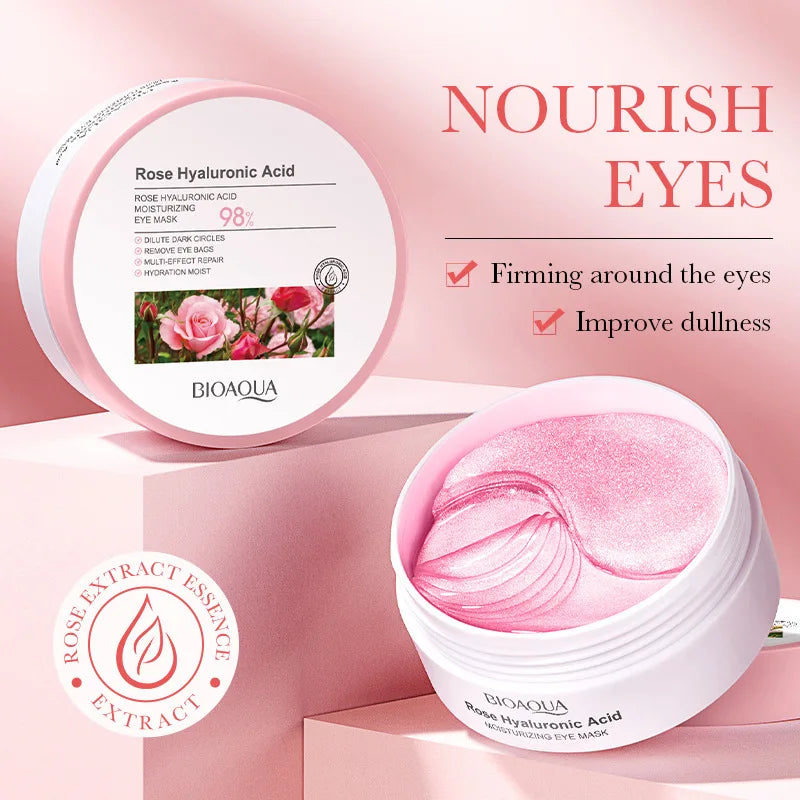 SADOER Rose Hyaluronic Acid Eye Mask 60pcs - Anti Dark Circles, Firming & Moisturizing