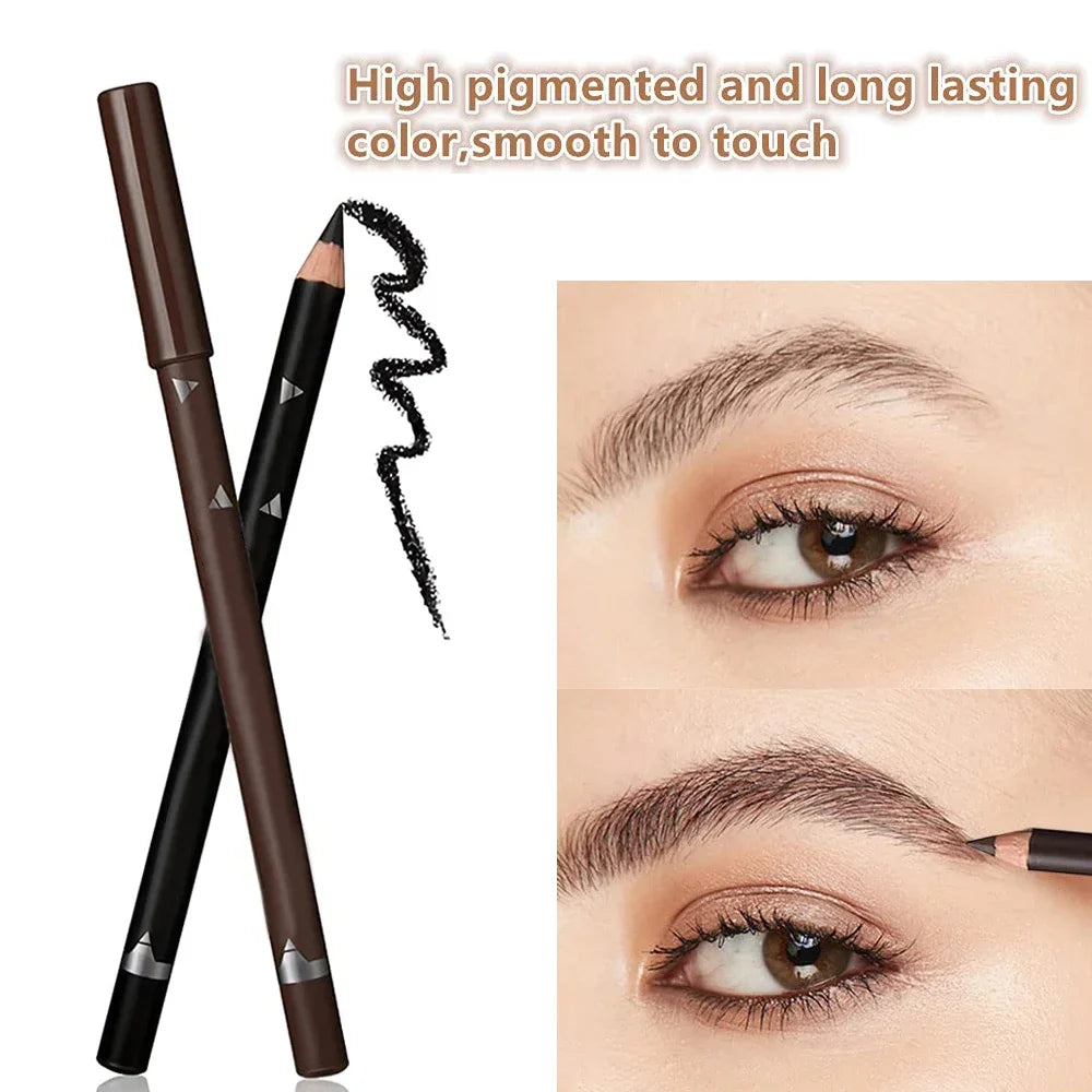 6/12-Pack Waterproof Eyebrow Pencils - Professional Natural Black & Brown Set