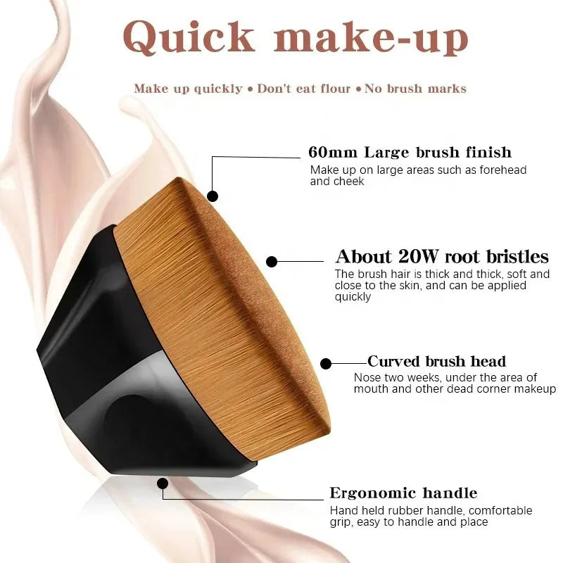 Professional Powder & Blusher Foundation Brush - Soft Wool Fiber, Available in 1-4 Pack