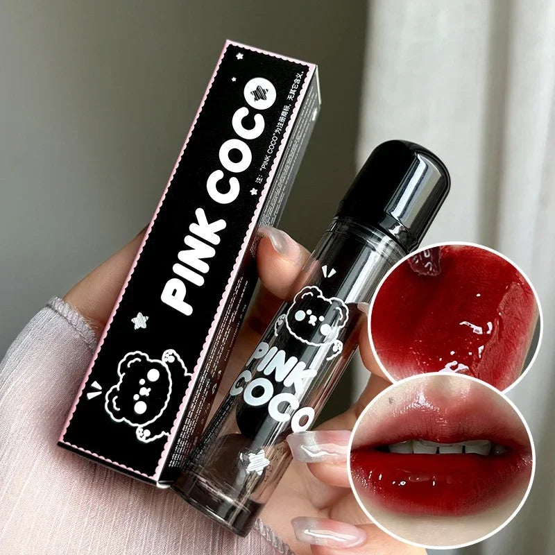 Mirror Glass Lip Tint - Punk Dark Red Juice Glaze, Water-Light Clear Liquid Liptint