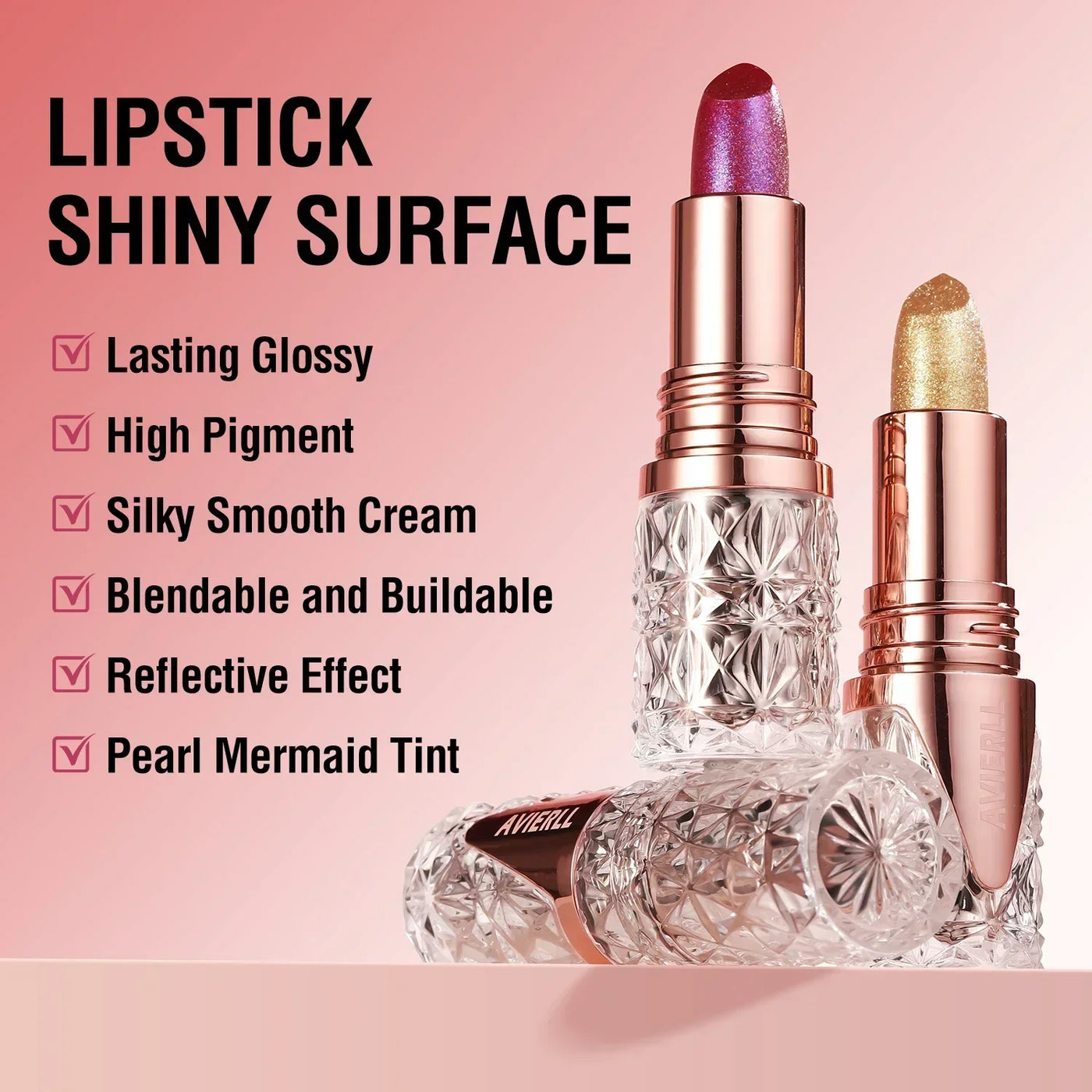 XMSJ Quicksand Gold Fine Glitter Lipstick - Moisturizing Silky Mermaid Shades