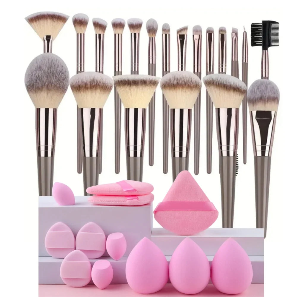 Professional 3-20 Piece Makeup Brush Set - Fluffy Foundation, Eyeshadow & Kabuki