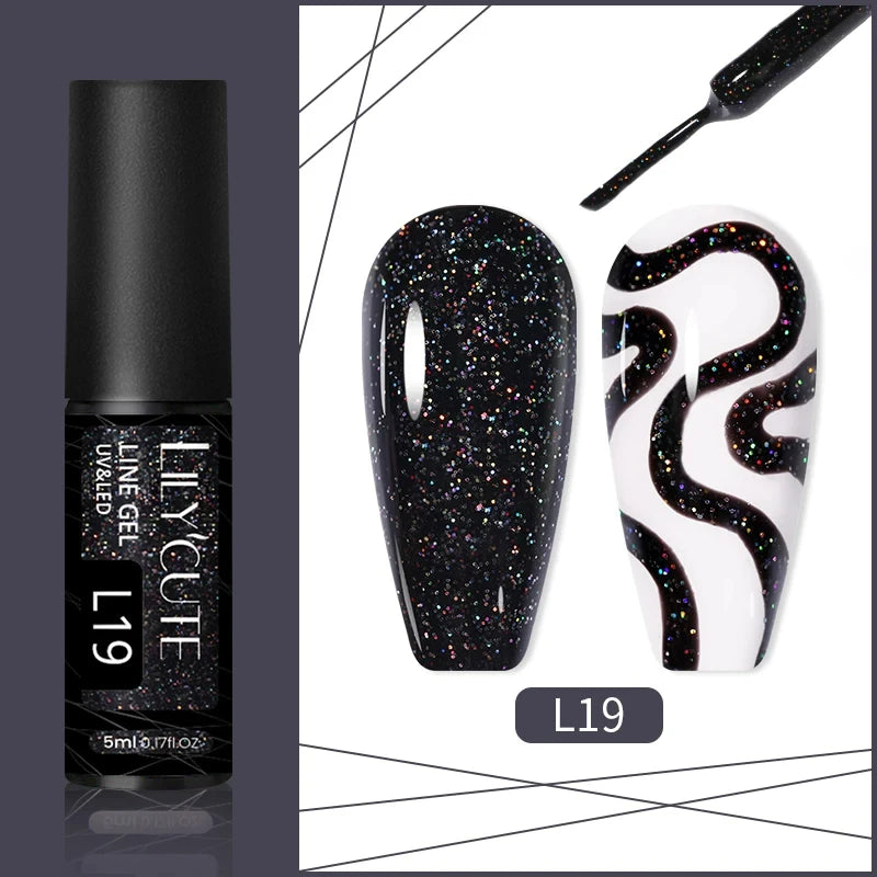 LILYCUTE 5ml Metallic Gold & Silver Mirror Liner Gel - Super Bright French Nail Art