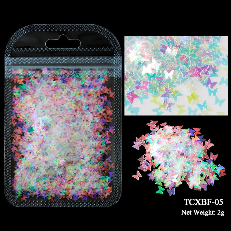 2g Holographic Nail Art Glitter Sequins - Laser Star Butterfly AB Paillette DIY Decorations