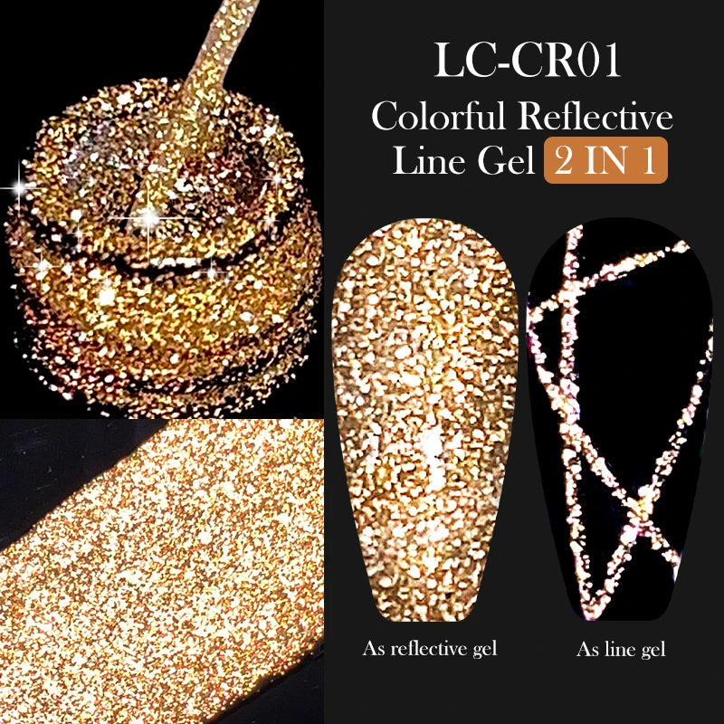 LILYCUTE 5ml Metallic Gold & Silver Mirror Liner Gel - Super Bright French Nail Art