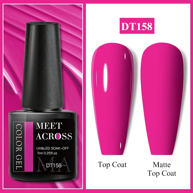 MEET ACROSS 7ml Wine Red Gel Polish - Long-Lasting French Style Nail Art Varnish