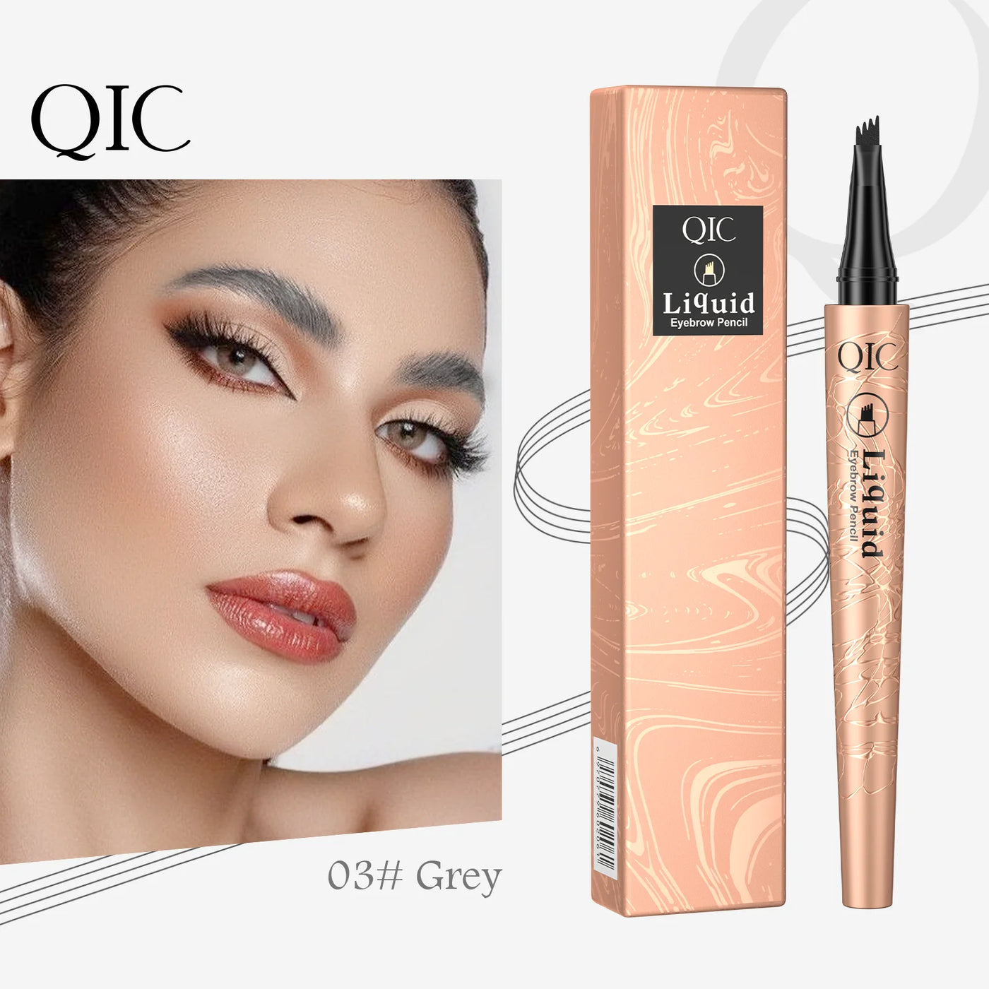 QIHENGYUE 4-Tip Microblade Liquid Eyebrow Pen - Smudge-Proof Waterproof Natural