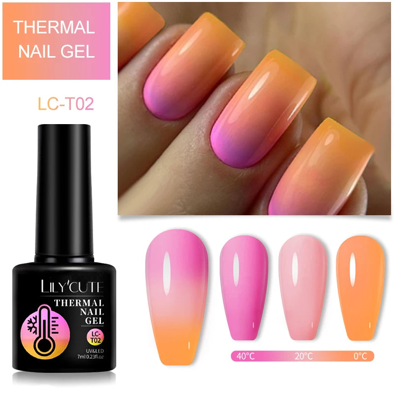 LILYCUTE 7ml Thermal Temperature-Changing Gel Nail Polish - Semi-Permanent UV Gel Art