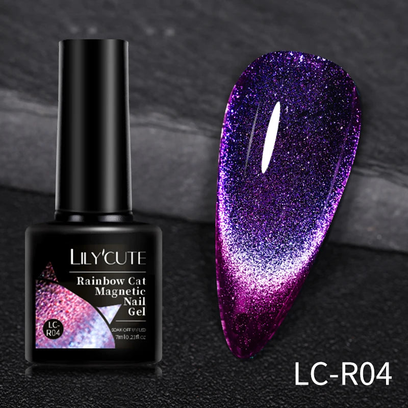 LILYCUTE 9D Cat Eye Magnetic Gel Polish 7ml - Iridescent UV/LED Soak-Off Nail Art