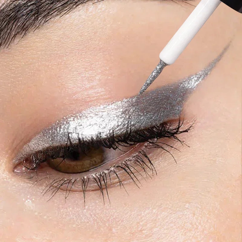 Pudaier Pearlescent Diamond Liquid Eyeshadow Eyeliner - Rose Gold, White & Glitter