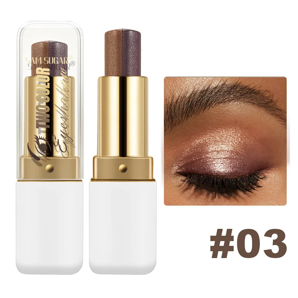 Double Color Eyeshadow Stick - Glitter Shimmer & Metallic Highlight Duo