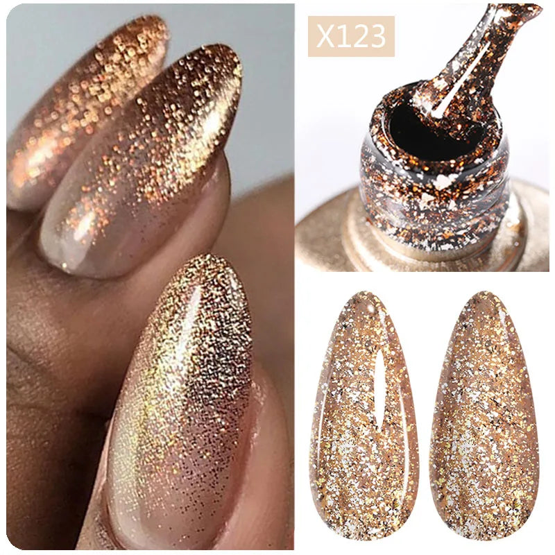 LILYCUTE 5ml Metallic Gold & Silver Mirror Liner Gel - Super Bright French Nail Art