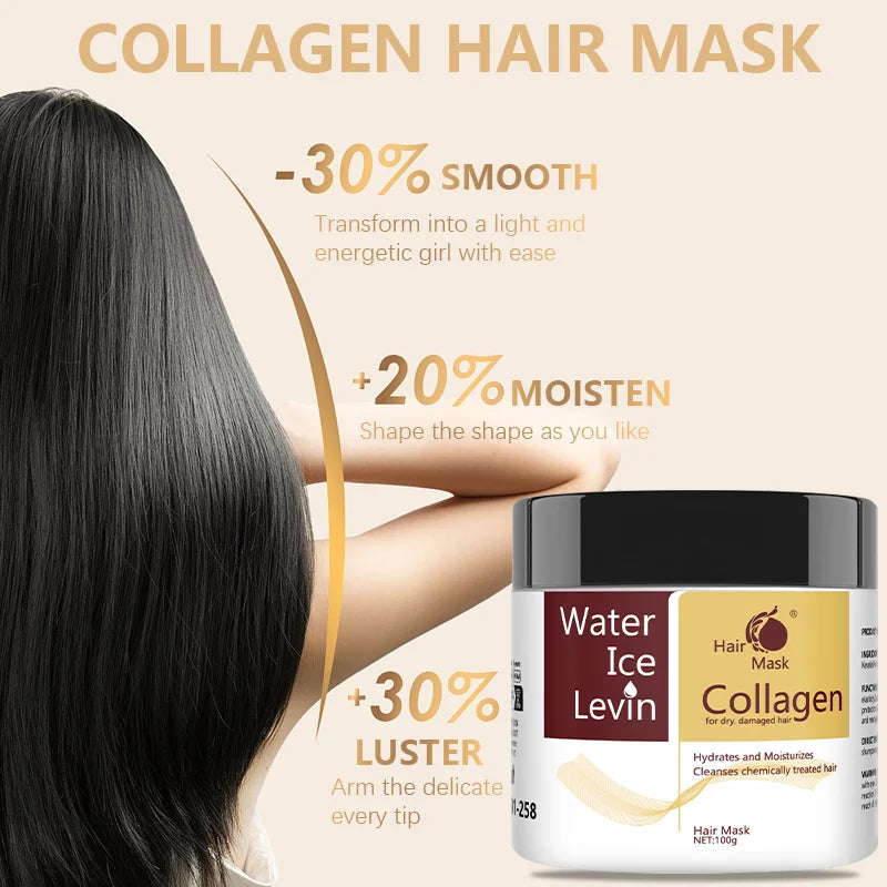 Collagen & Hyaluronic Acid Hair Mask - 100g Keratin Repair for Dry Damaged Hair