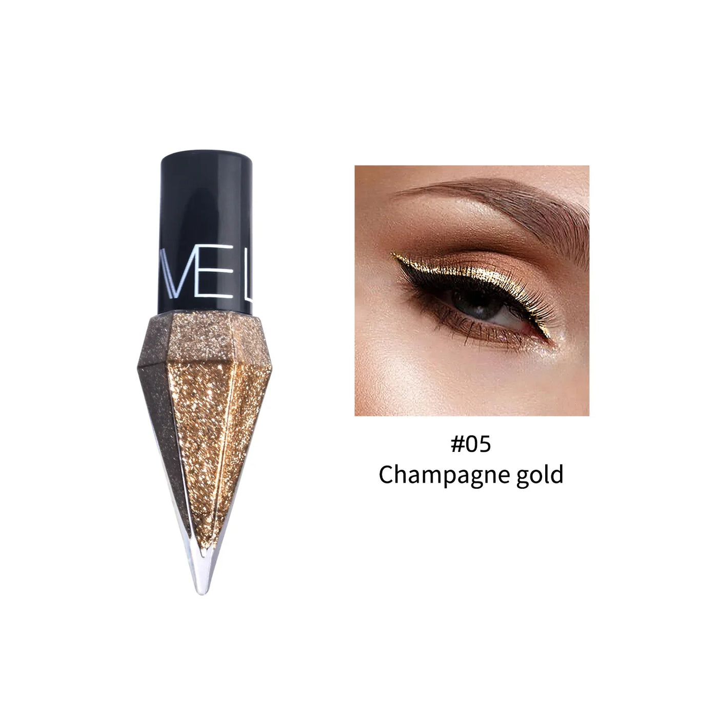 Pudaier Pearlescent Diamond Liquid Eyeshadow Eyeliner - Rose Gold, White & Glitter