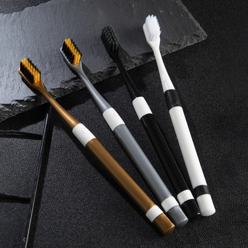 Bamboo Charcoal Toothbrush Set x2 - Ultra-Fine Soft Bristle Adult Family Oral Care
