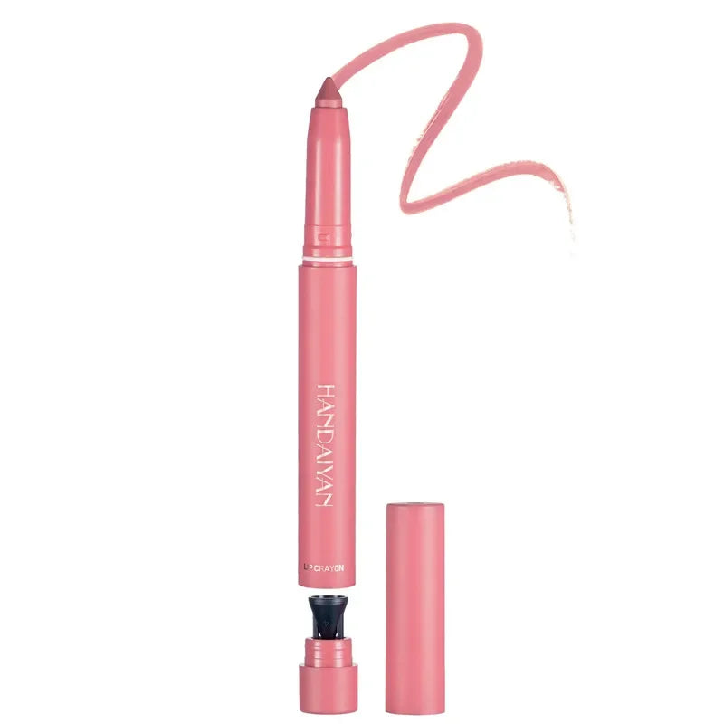 12-Color Pink Velvet Matte Lip Liner Pencil Set - Waterproof Plumping Crayon