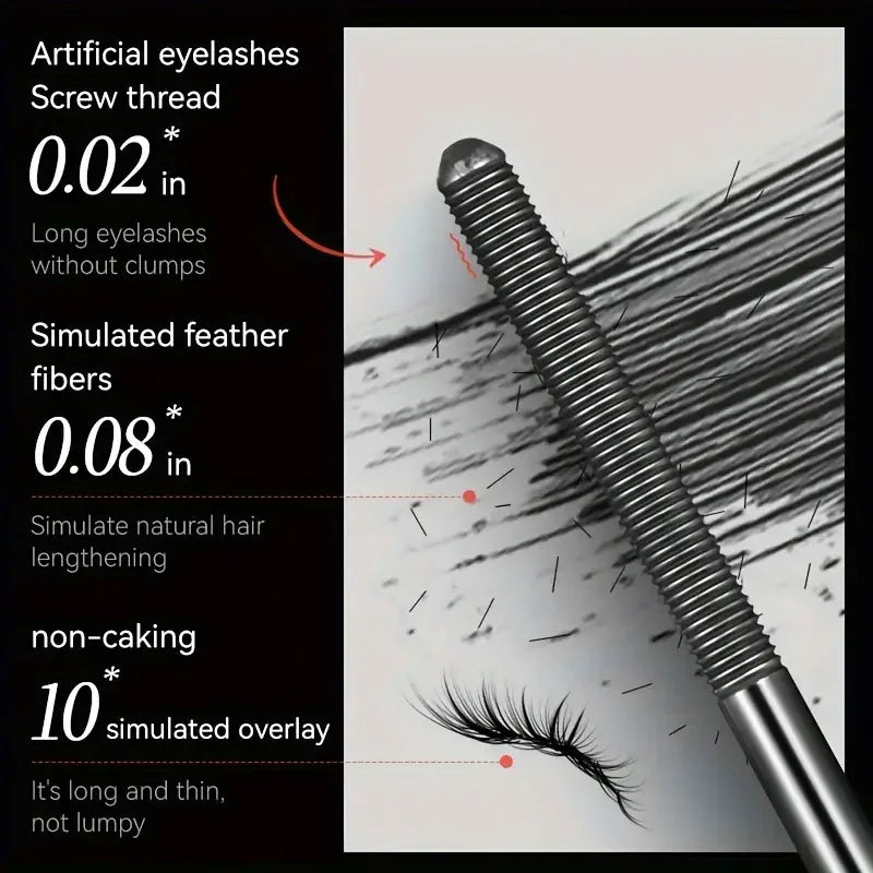 Steel Tube Spiral Brush Mascara - Silk Fiber, Waterproof & Long-Lasting Curl