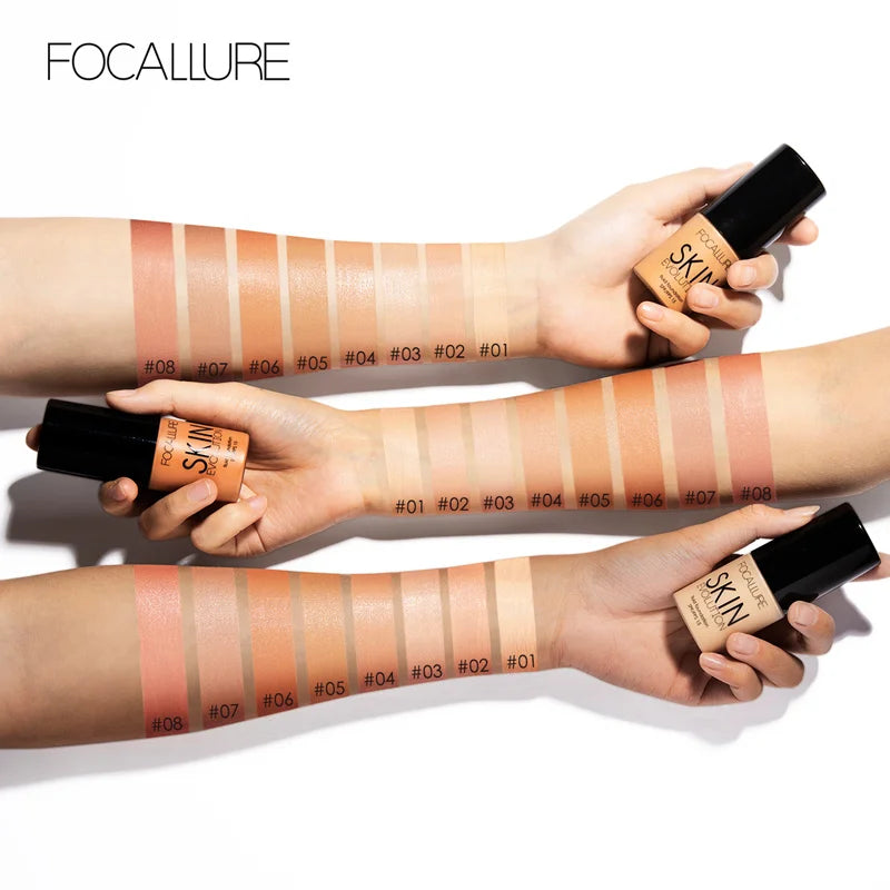 FOCALLURE Full Coverage Liquid Foundation Cream - Oil-Control Moisturizing Base