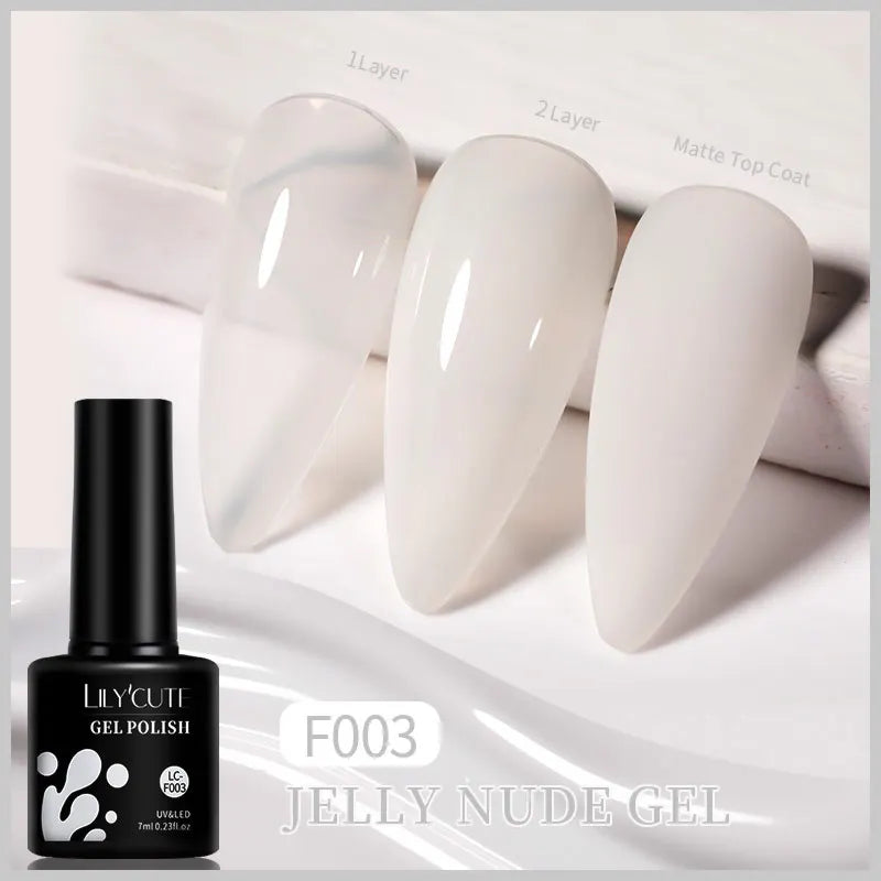 LILYCUTE 7ml Jelly Amber Dark Bloom Leopard Gel Polish - Semi-Permanent UV Nail Art