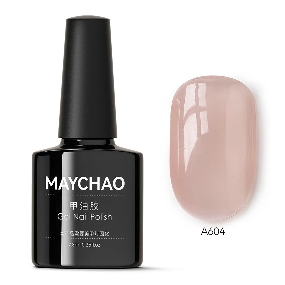 MAYCHAO 7.3ml Transparent Jelly Nude Gel Nail Polish - CPNP Certified UV/LED Soak-Off